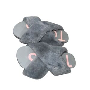 Tom's Susie‎ Eva Faux Fur Slippers Comfy Open Toe Gray Slides Size 10